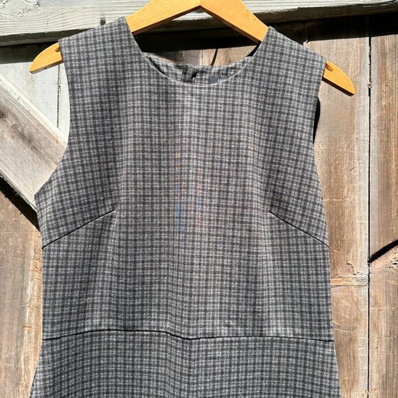 Margaret M Electra Gray Black Plaid Sleeveless Fitted Midi Dress Size Large - Picture 4 of 4